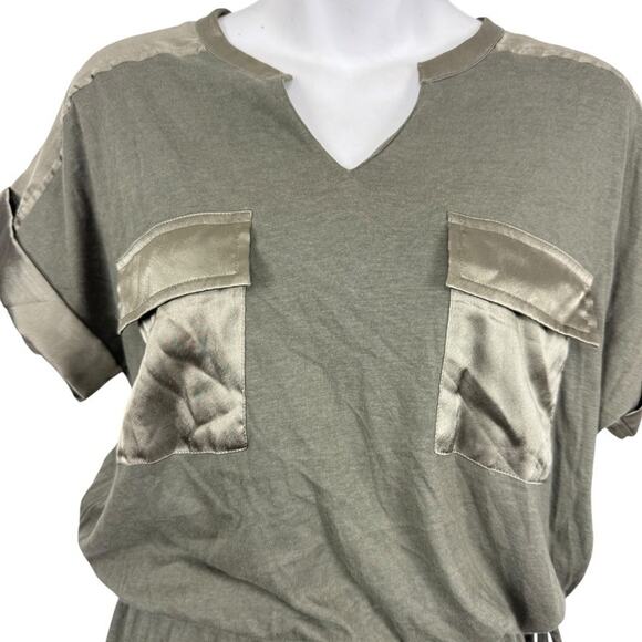 Easywear by Chicos Sage Green Blouson Cotton Blend Dolman Sleeve Dress sz 1 / M - Picture 5 of 16